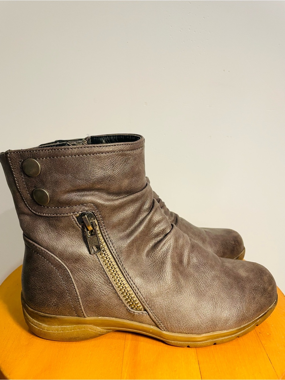 Women's Brown Ankle Booties with Side Zip